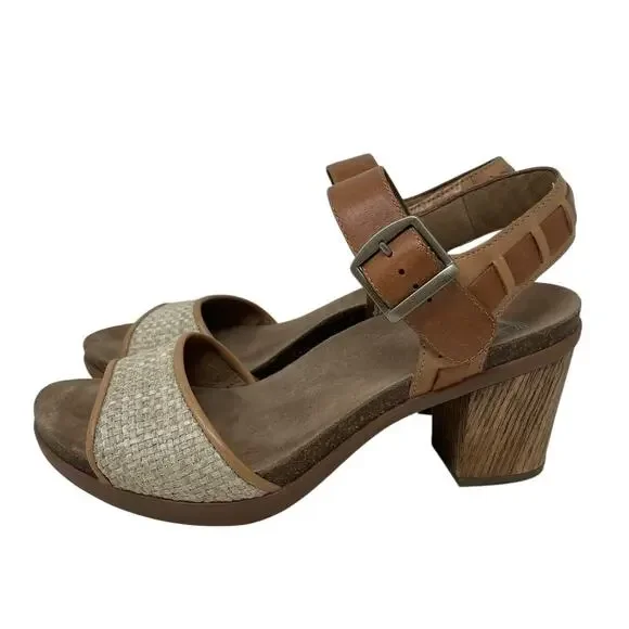 Dansko Debby Sandals Leather Woven Raffia Brown Size 40 Boho Chic Mediterranean - Picture 7 of 15